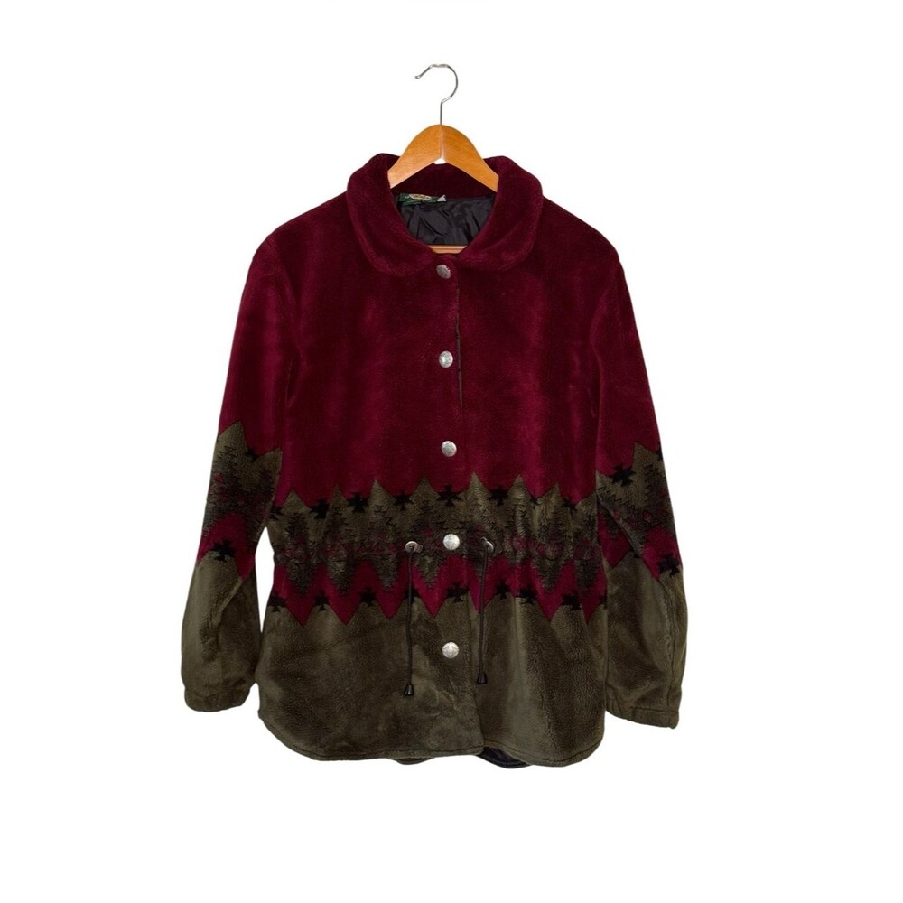 Cabelas Tribal Aztec Fleece Jacket Southwestern Western Jacket Women's Sz Large
